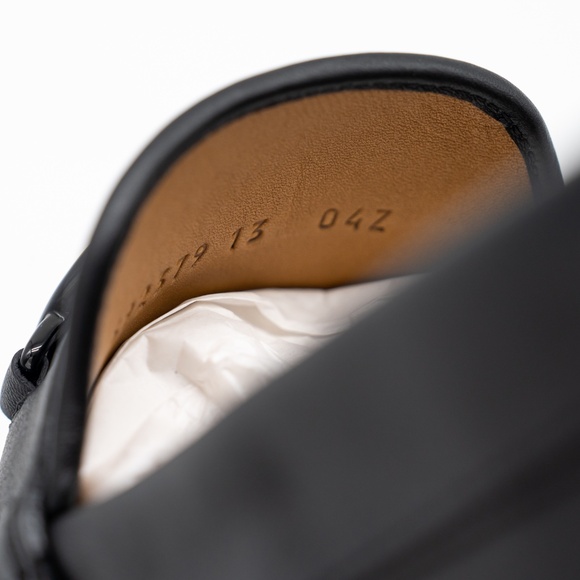 size 13G 13.5 US Gucci GG Leather Moccasin Driver Black Loafers main image 12
